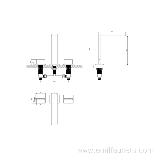 Bathroom three hole sanitary ware faucet tap water